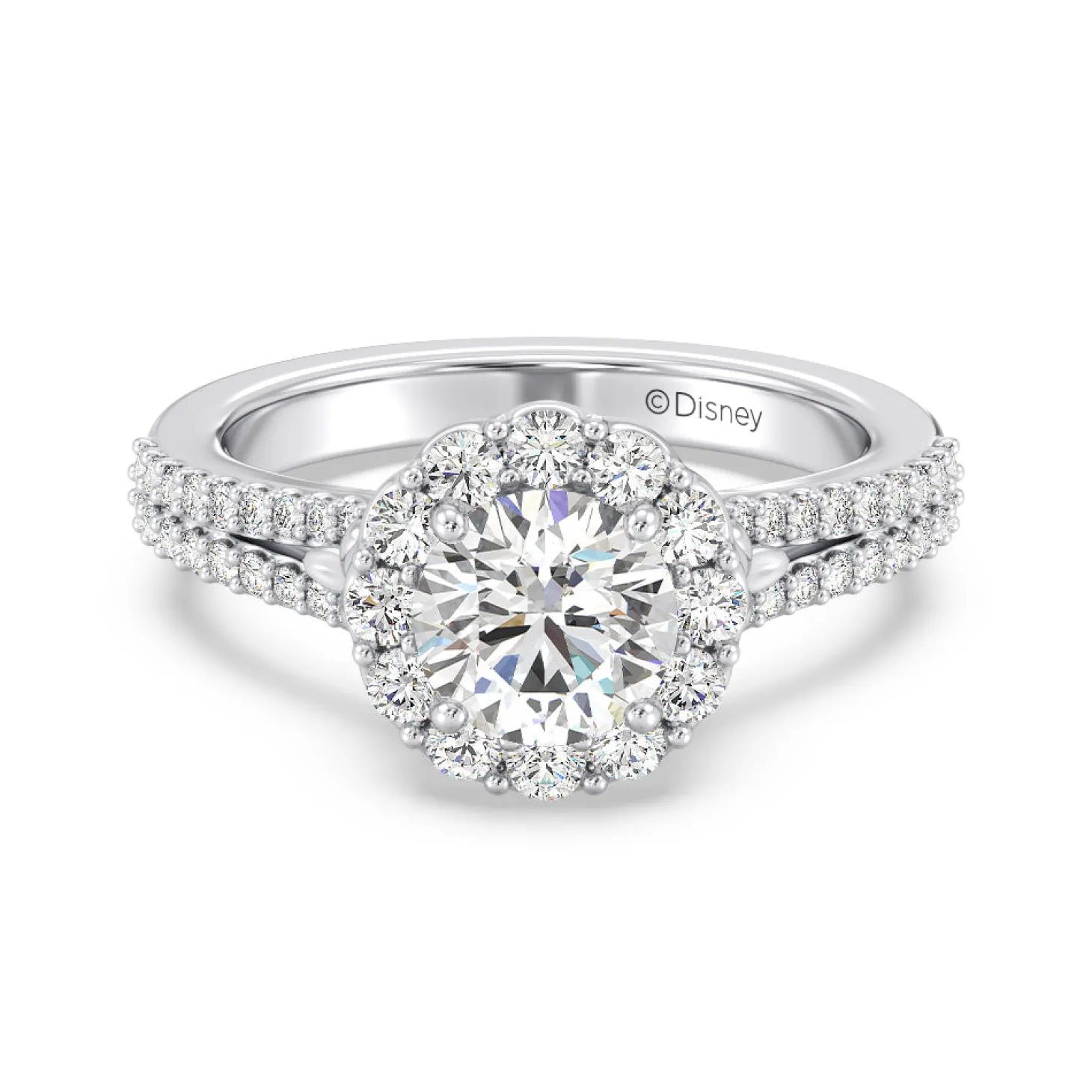 Enchanted Star Lab Grown Diamond 14K Gold Cinderella Split Shank Halo Engagement Ring
