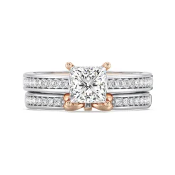 Enchanted Star Lab Grown Diamond 14K Gold  Snow White Bow Engagement Ring Set