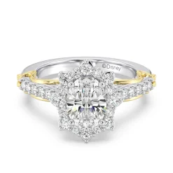 Enchanted Star Lab Grown Diamond 14K Gold Belle Halo Engagement Ring with Rose Gallery