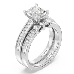 Enchanted Star Lab Grown Diamond 14K Gold Snow White Bow Engagement Ring Set