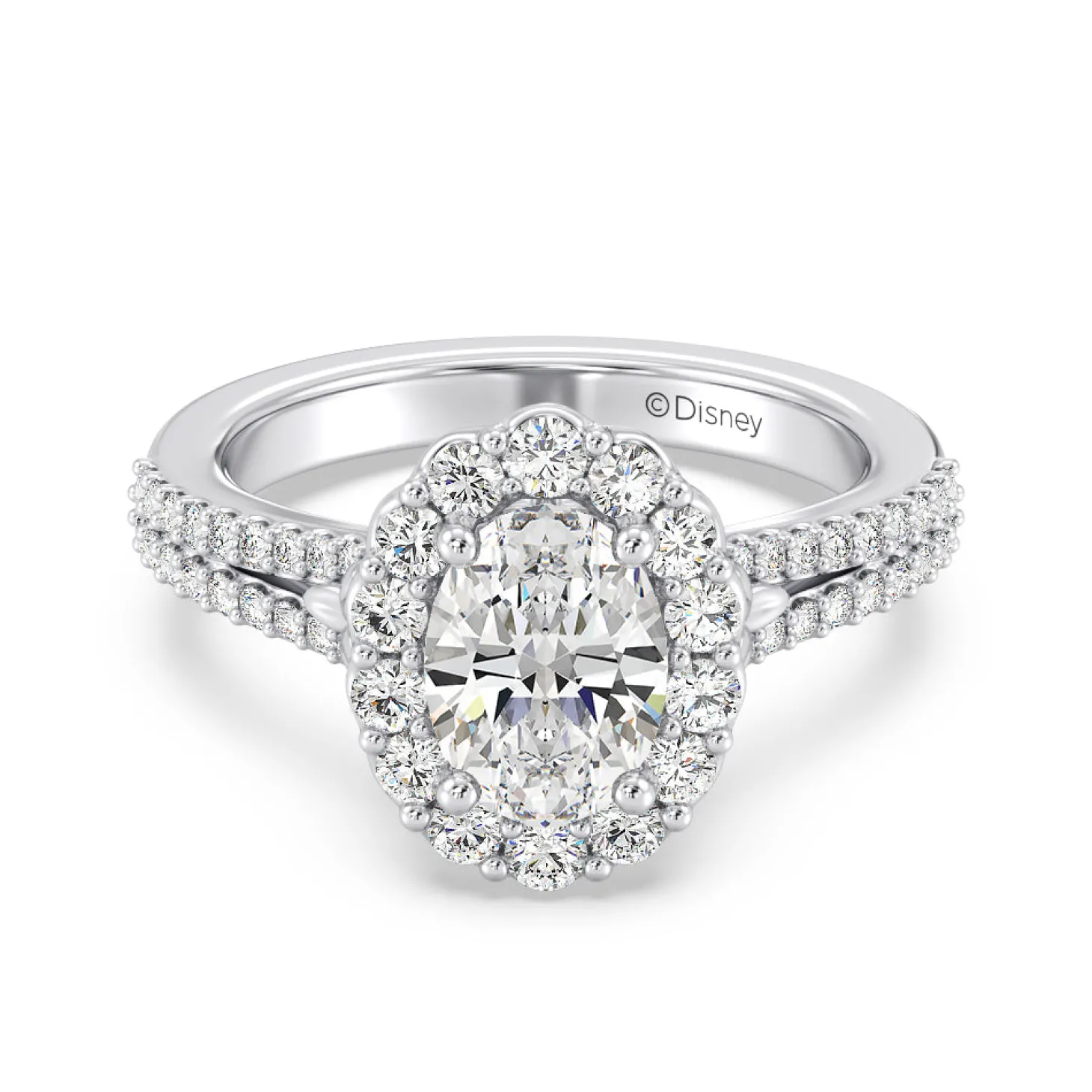 Enchanted Star Lab Grown Diamond 14K Gold Cinderella Split Shank Halo Engagement Ring