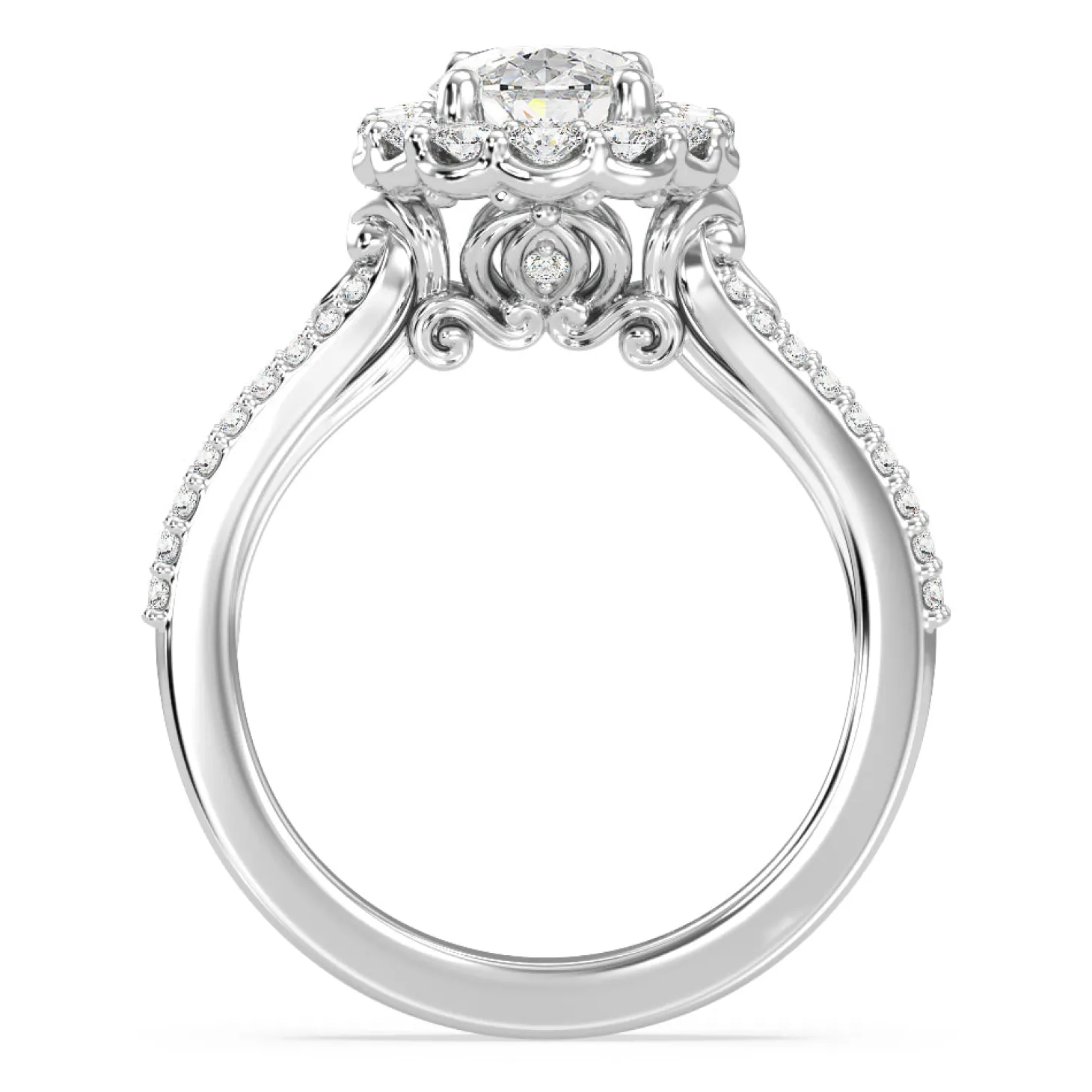 Enchanted Star Lab Grown Diamond 14K Gold Cinderella Split Shank Halo Engagement Ring