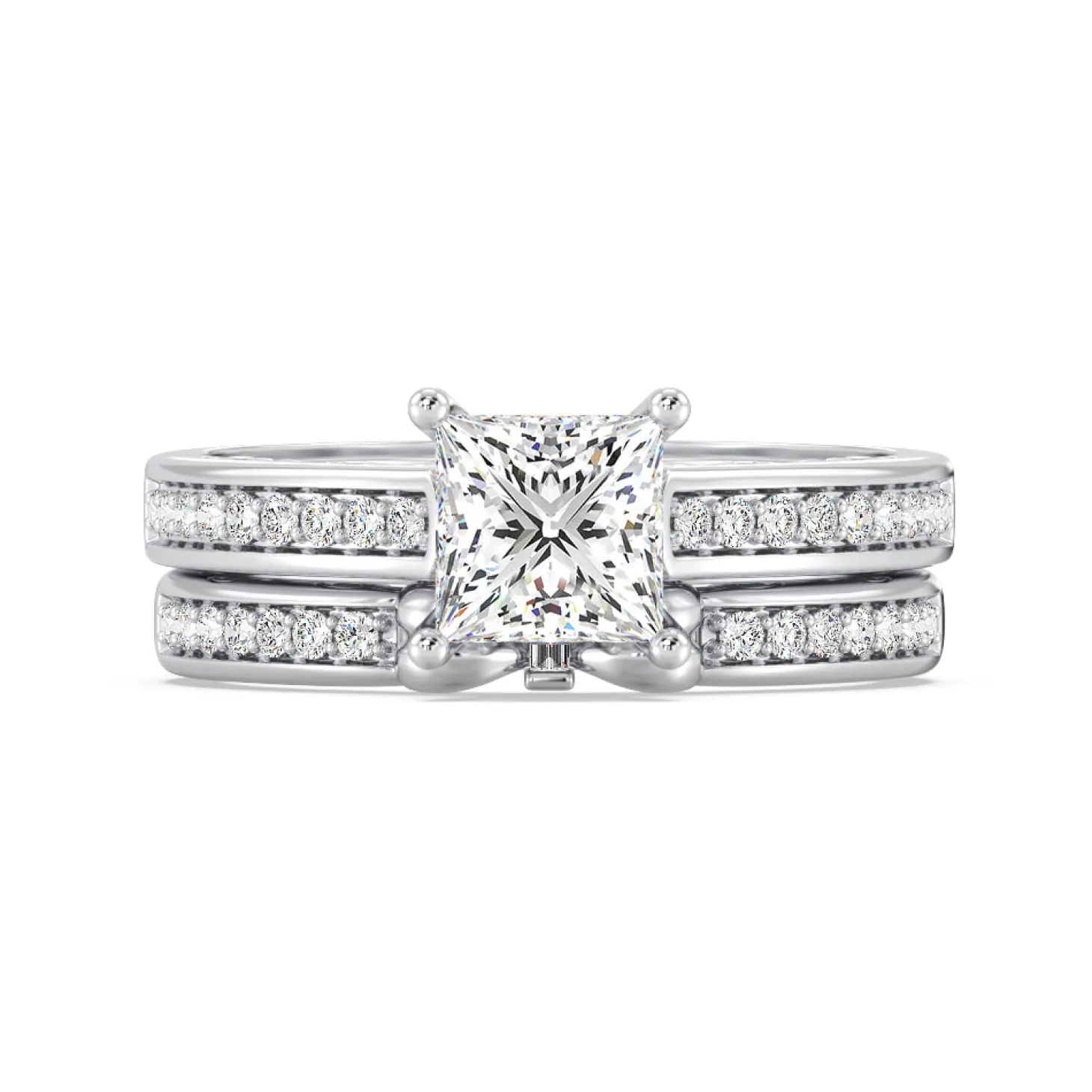 Enchanted Star Lab Grown Diamond 14K Gold Snow White Bow Engagement Ring Set