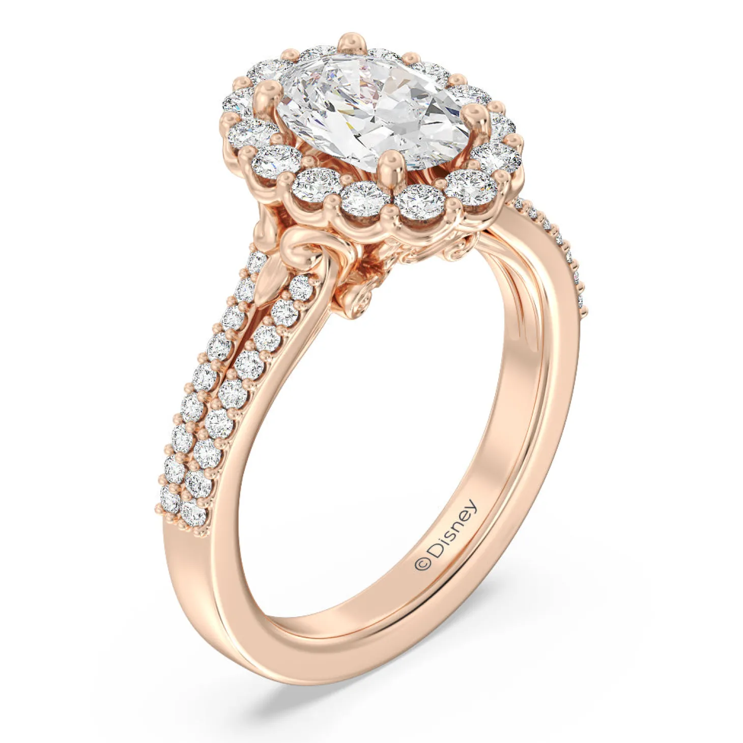 Enchanted Star Lab Grown Diamond 14K Gold Cinderella Split Shank Halo Engagement Ring