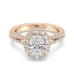 Enchanted Star Lab Grown Diamond 14K Gold Cinderella Split Shank Halo Engagement Ring