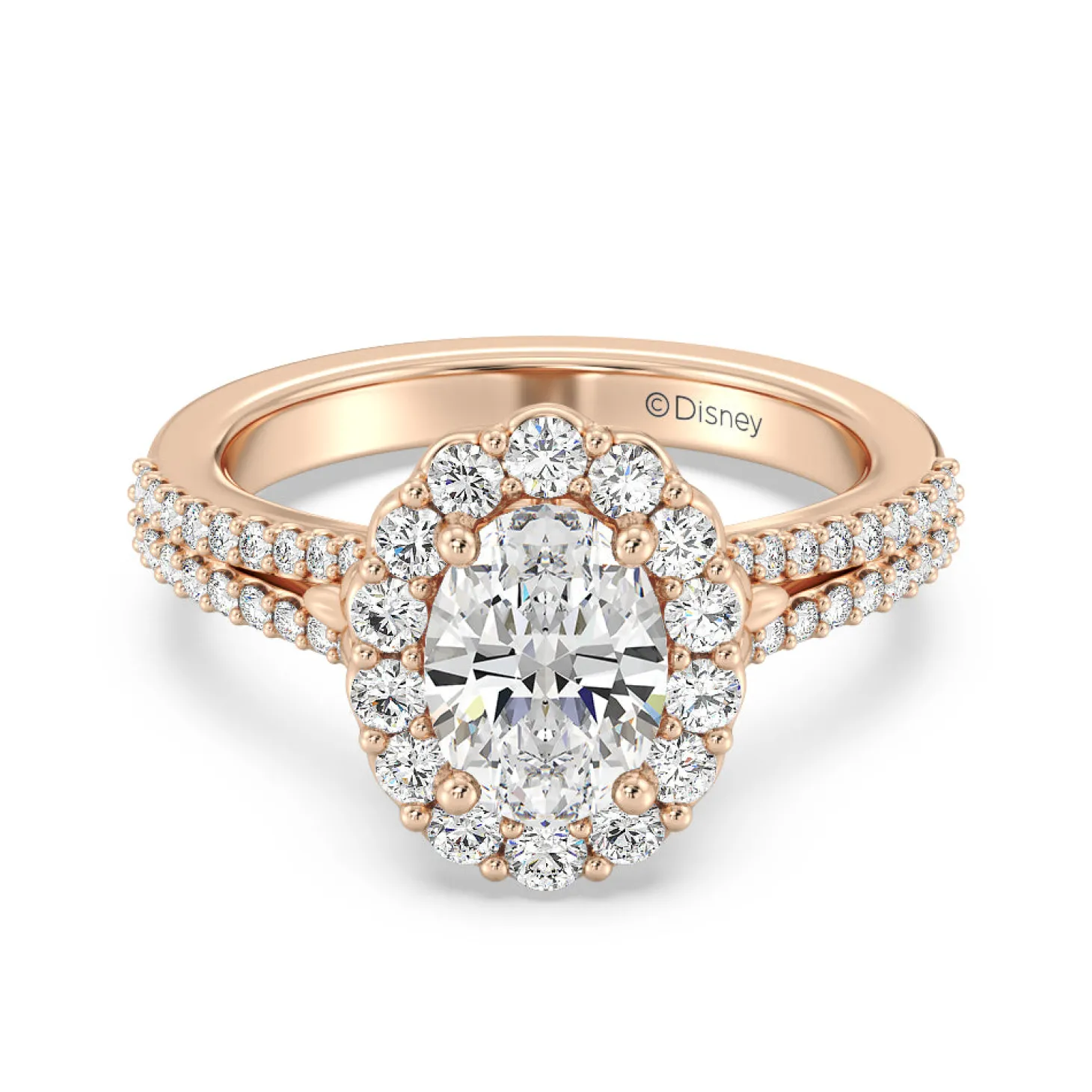 Enchanted Star Lab Grown Diamond 14K Gold Cinderella Split Shank Halo Engagement Ring