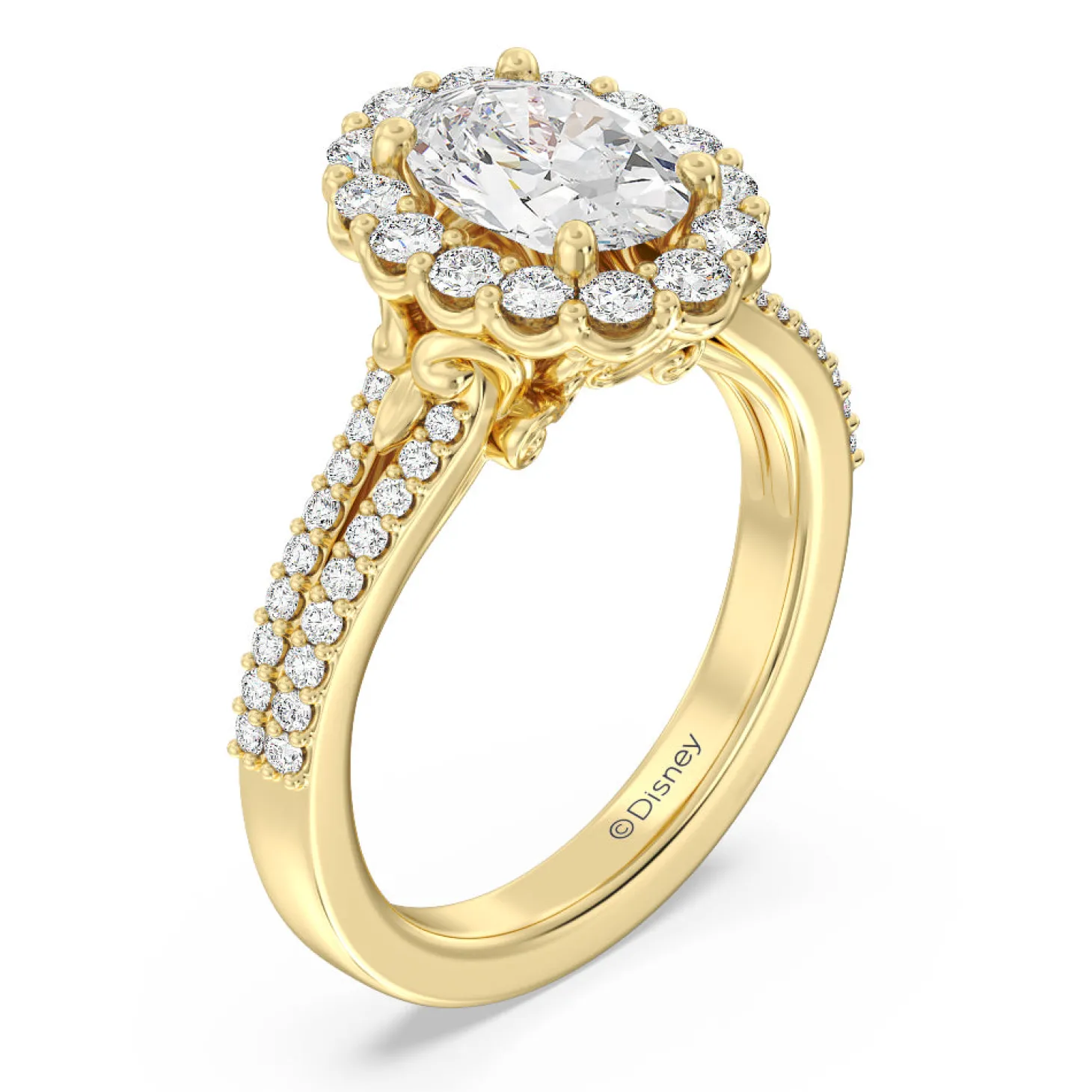 Enchanted Star Lab Grown Diamond 14K Gold Cinderella Split Shank Halo Engagement Ring