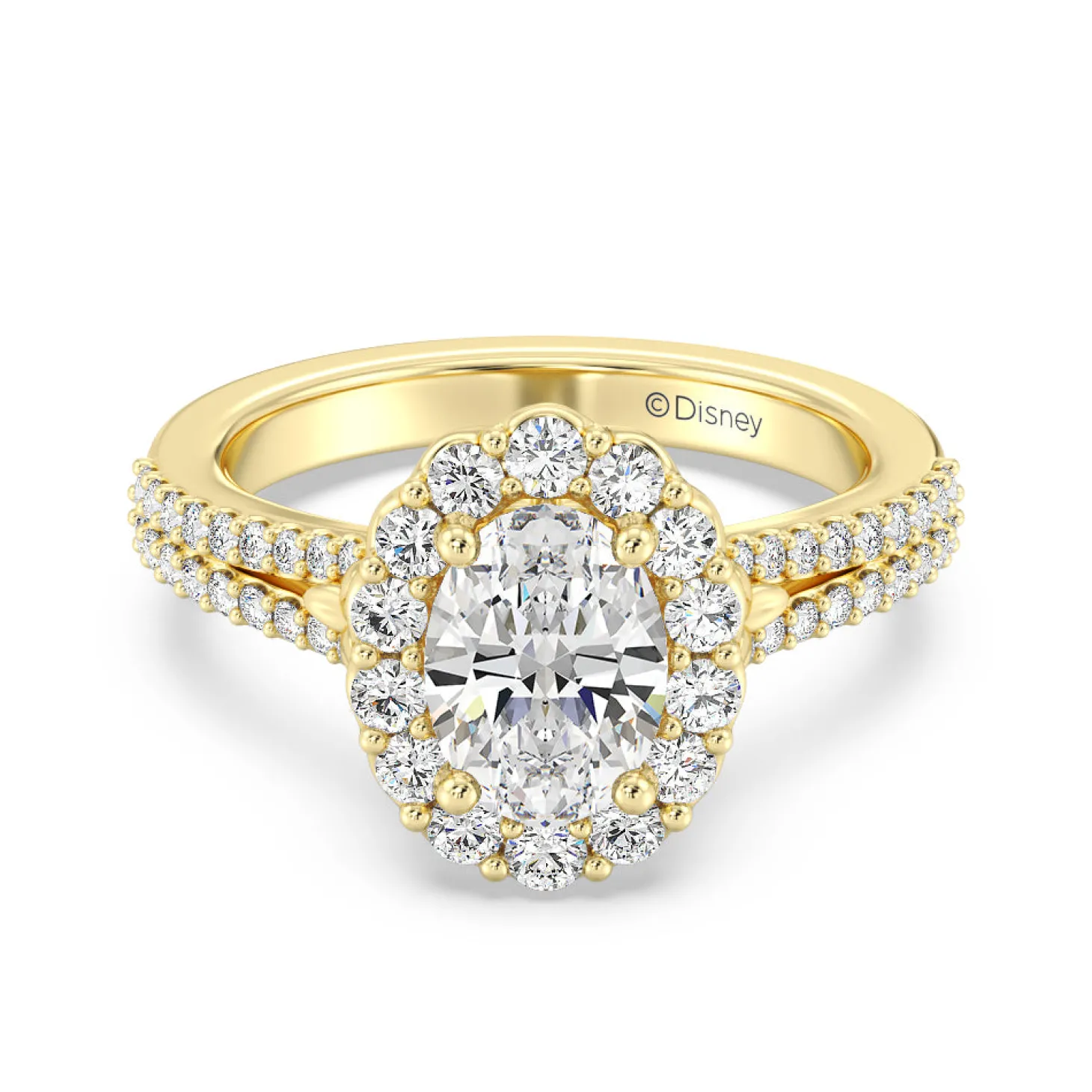 Enchanted Star Lab Grown Diamond 14K Gold Cinderella Split Shank Halo Engagement Ring