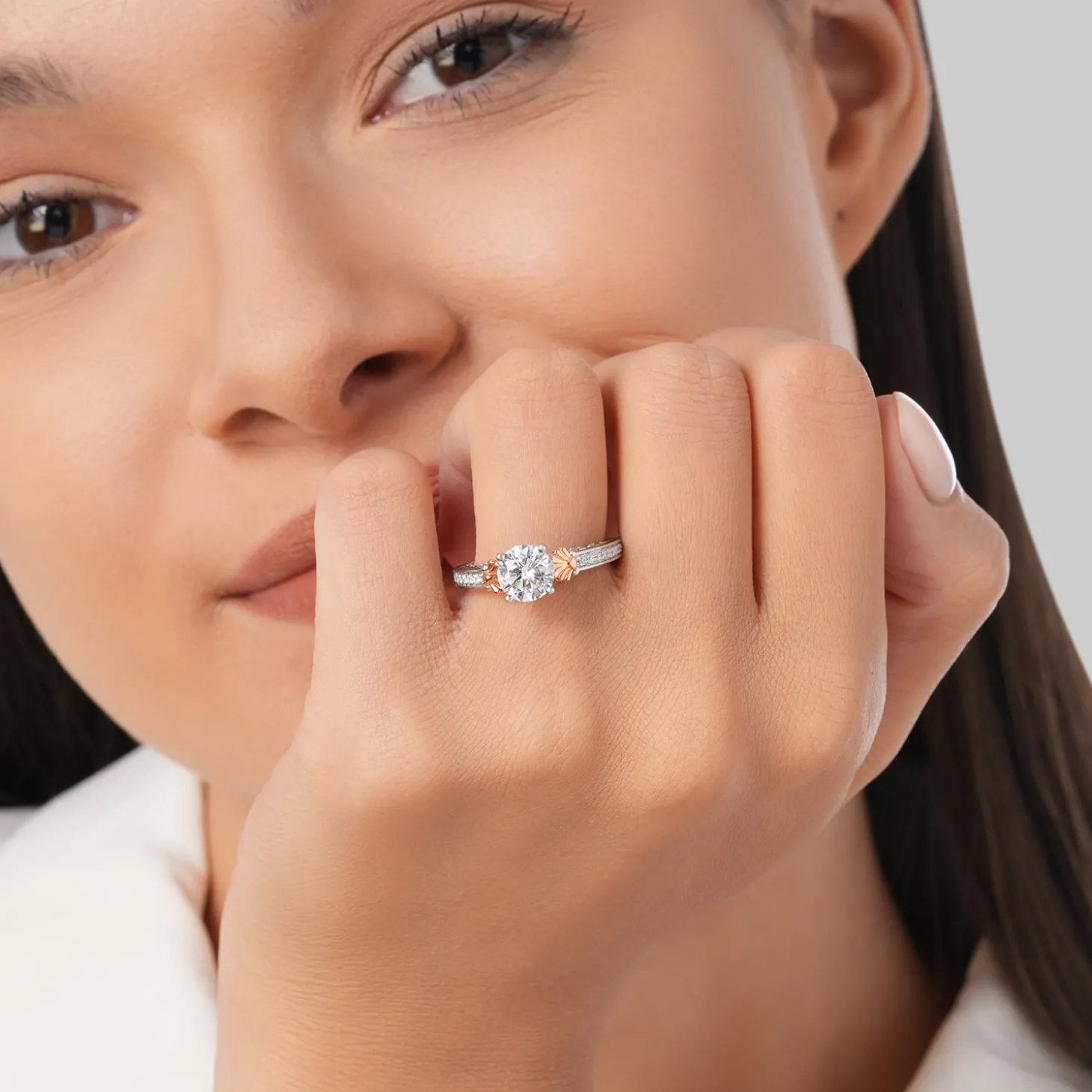 Enchanted Star Lab Grown Diamond 14K Gold Ariel Two-Tone In-Lay Engagement Ring