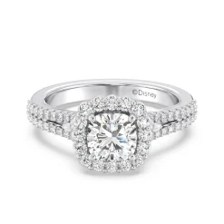 Enchanted Star Lab Grown Diamond 14K Gold Cinderella Split Shank Halo Engagement Ring