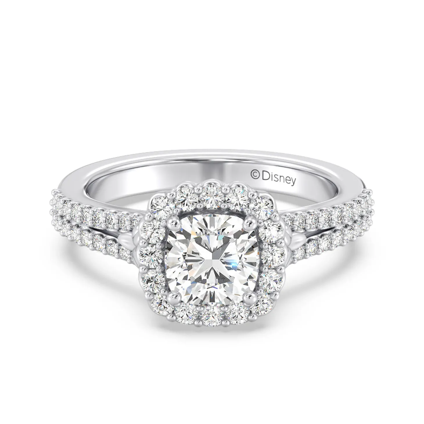 Enchanted Star Lab Grown Diamond 14K Gold Cinderella Split Shank Halo Engagement Ring