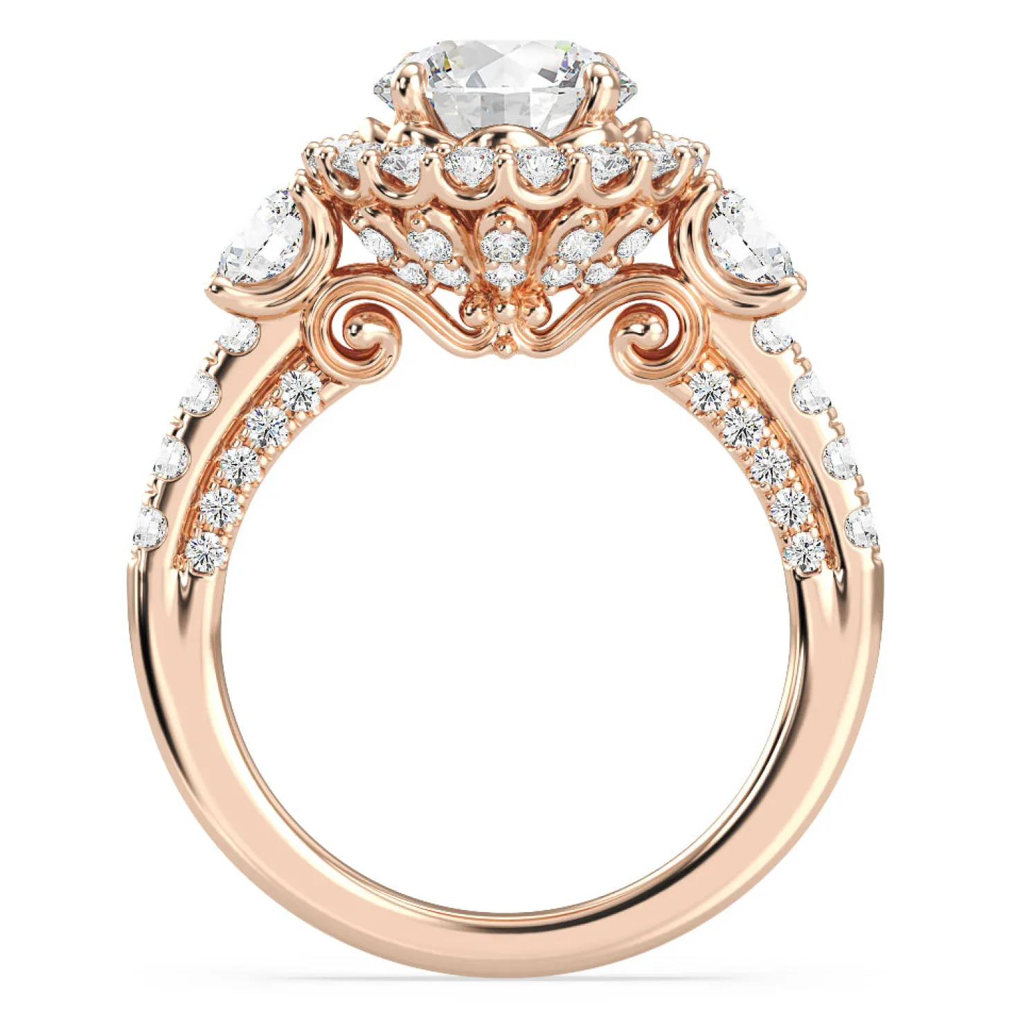 Enchanted Star Lab Grown Diamond 14K Gold Cinderella Side Stone Engagement Ring
