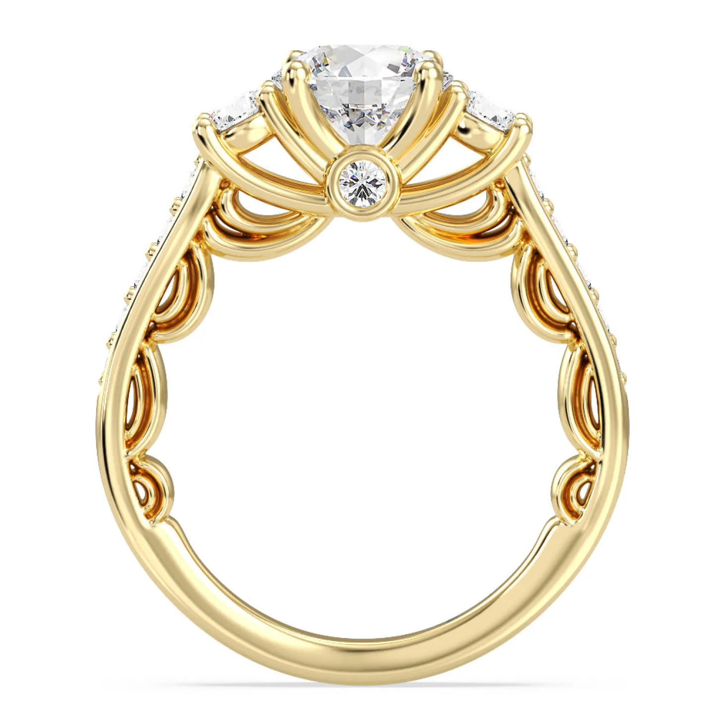 Enchanted Star Lab Grown Diamond 14K Gold Cinderella Three Stone Engagement Ring