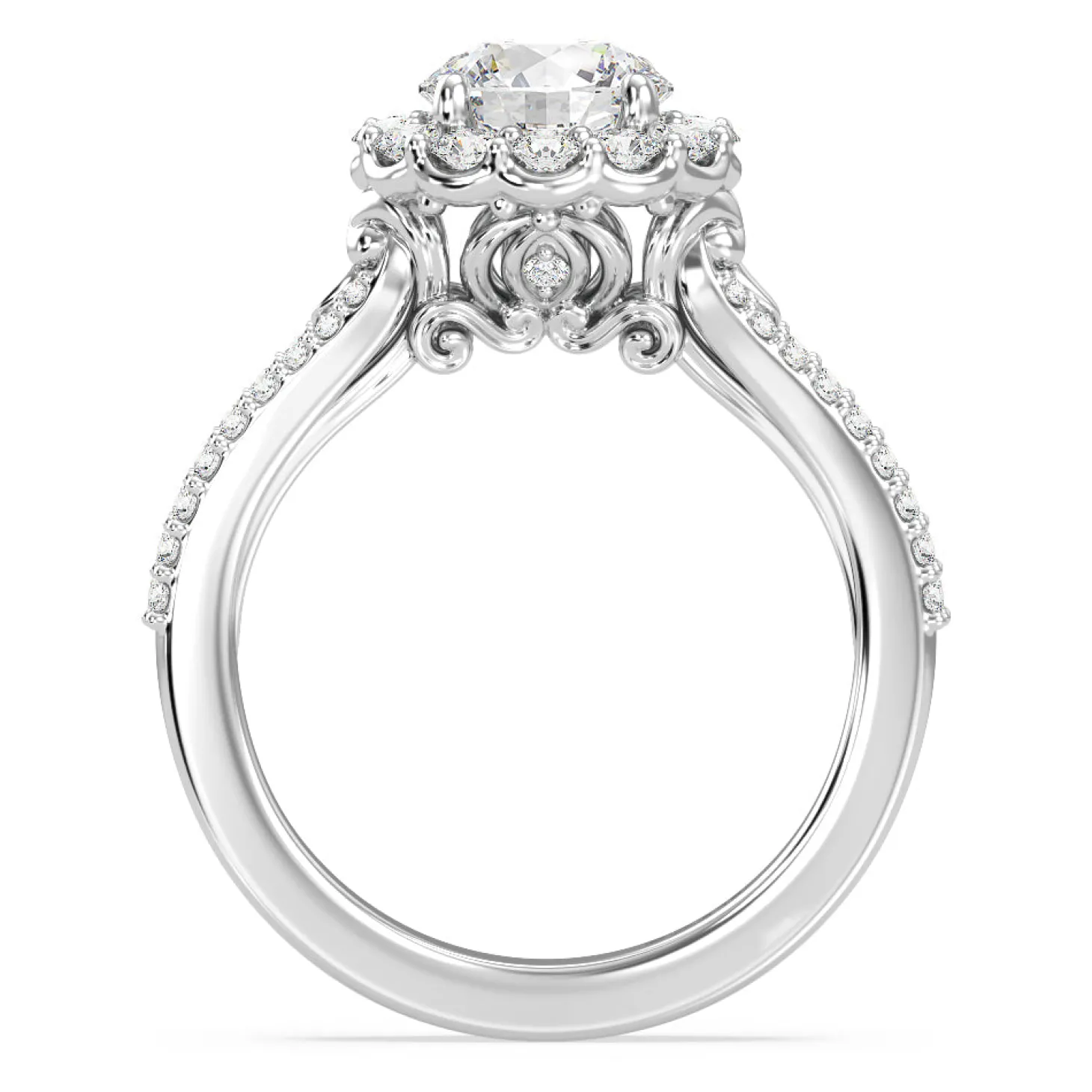 Enchanted Star Lab Grown Diamond 14K Gold Cinderella Split Shank Halo Engagement Ring