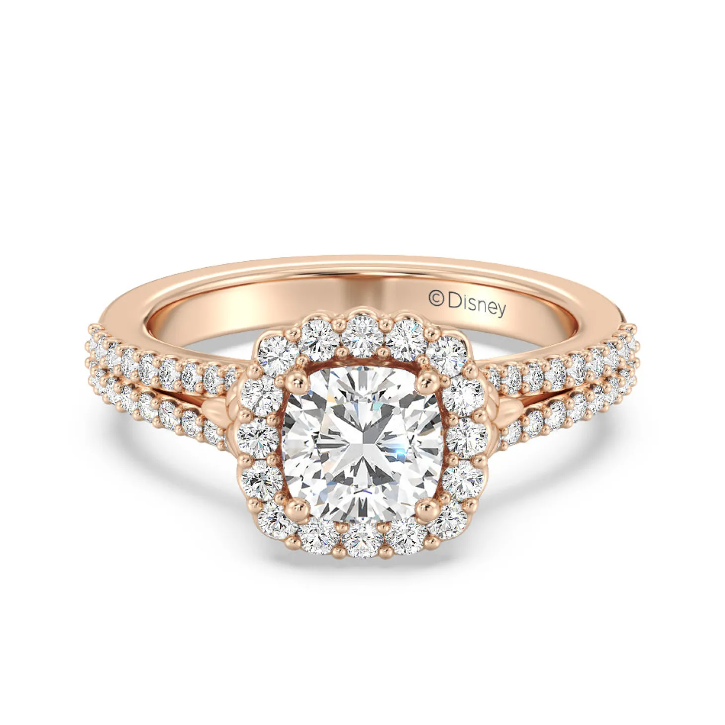 Enchanted Star Lab Grown Diamond 14K Gold Cinderella Split Shank Halo Engagement Ring