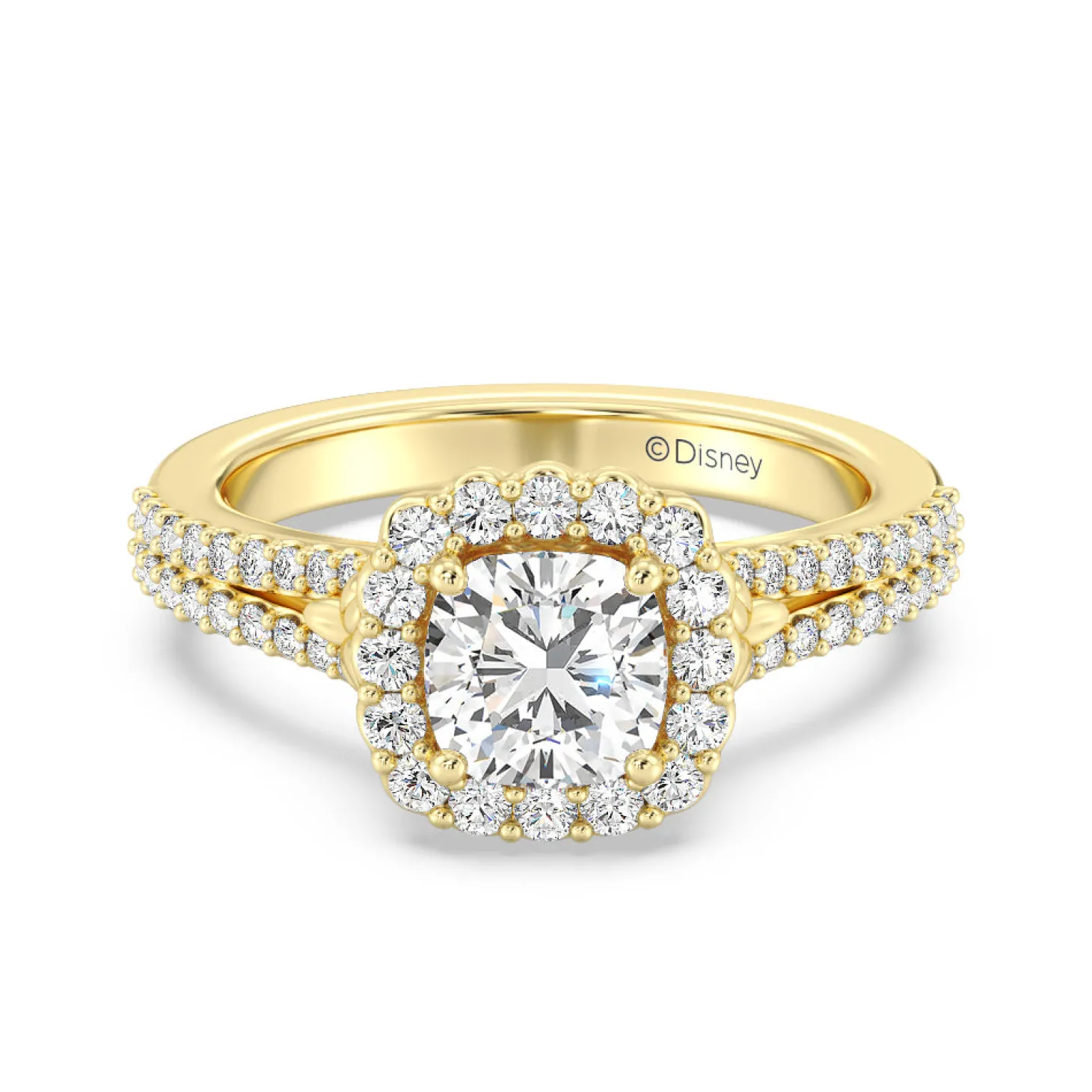 Enchanted Star Lab Grown Diamond 14K Gold Cinderella Split Shank Halo Engagement Ring