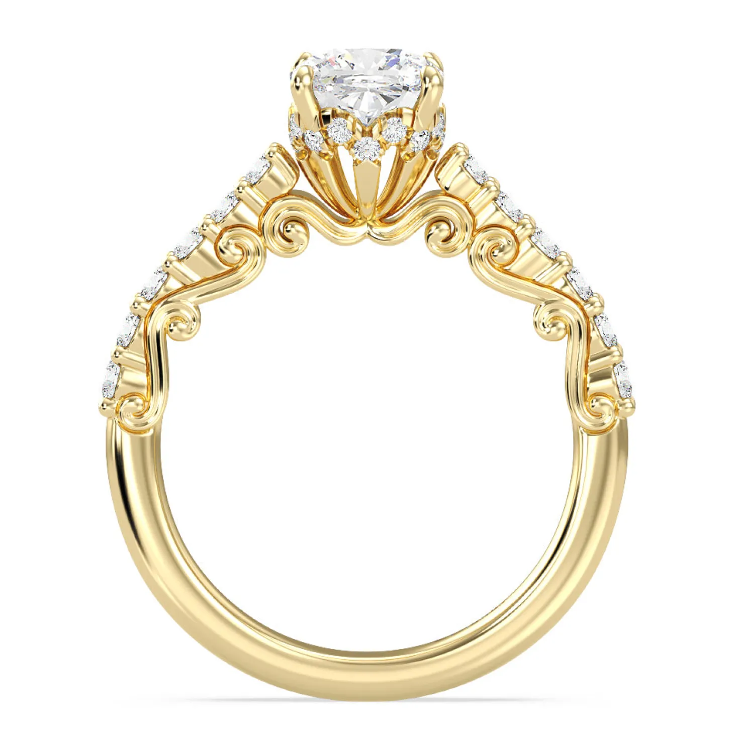 Enchanted Star Lab Grown Diamond 14K Gold Cinderella Filigree Engagement Ring