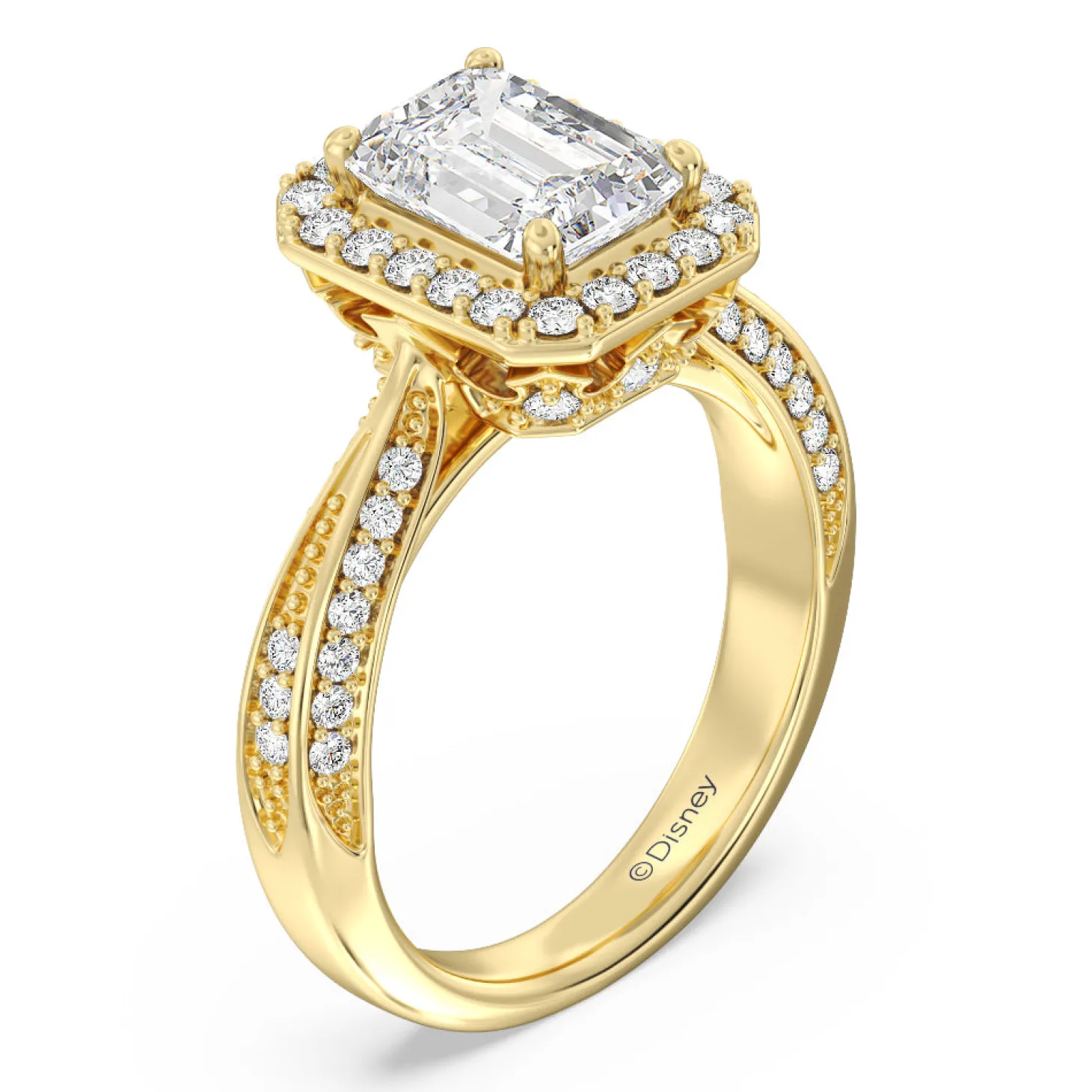 Enchanted Star Lab Grown Diamond 14K Gold Majestic Princess Tapered Shank Engagement Ring