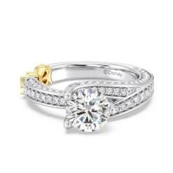 Enchanted Star Lab Grown Diamond 14K Gold Snow White Tapered Shank Engagement Ring