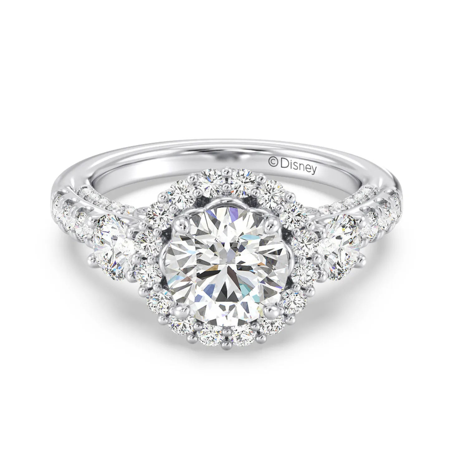 Enchanted Star Lab Grown Diamond 14K Gold Cinderella Side Stone Engagement Ring