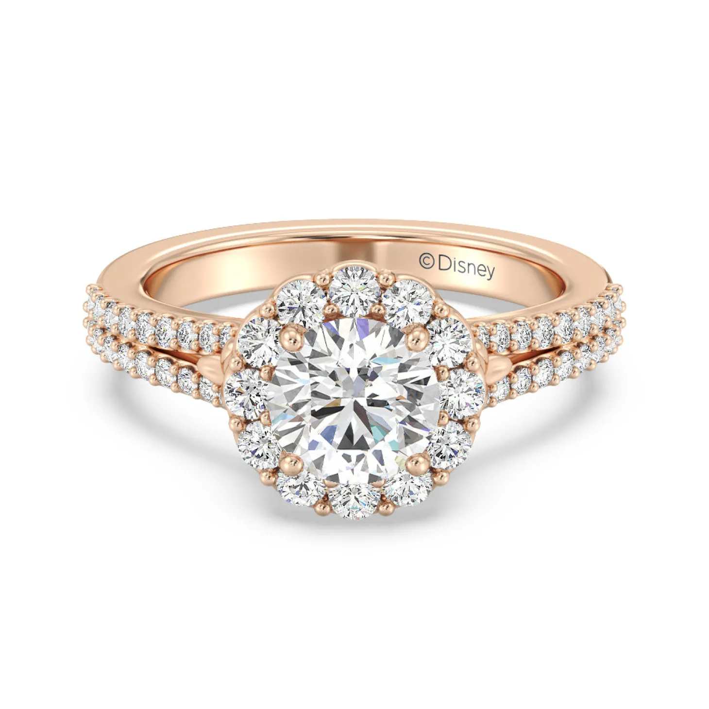 Enchanted Star Lab Grown Diamond 14K Gold Cinderella Split Shank Halo Engagement Ring