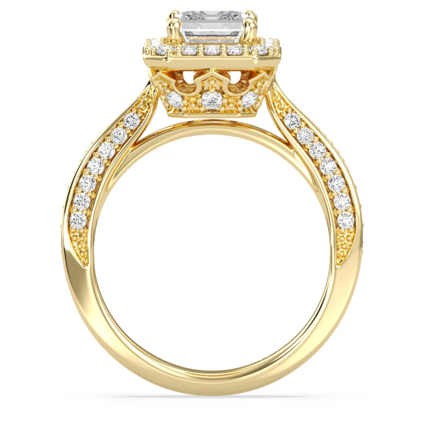 Enchanted Star Lab Grown Diamond 14K Gold Majestic Princess Tapered Shank Engagement Ring