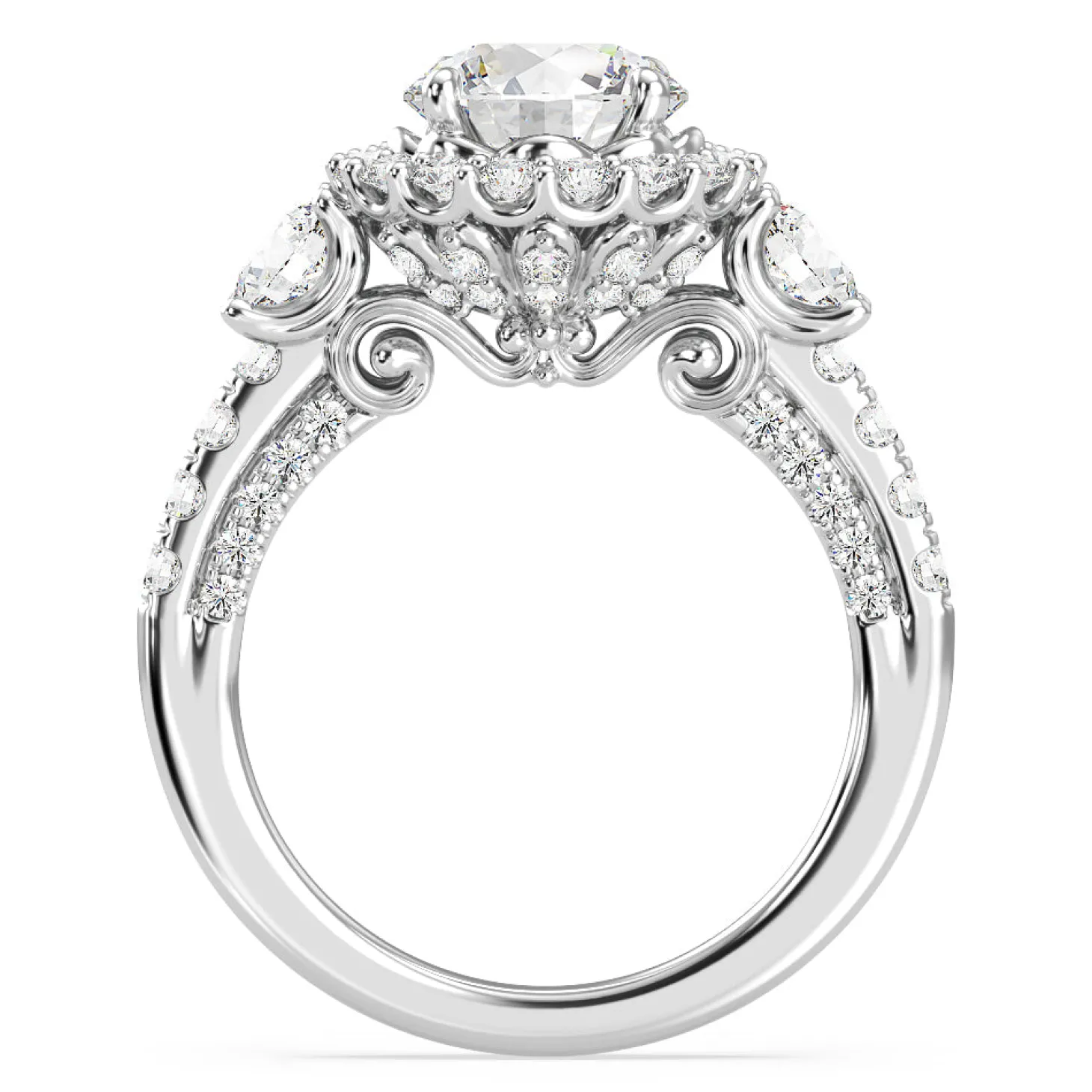 Enchanted Star Lab Grown Diamond 14K Gold Cinderella Side Stone Engagement Ring