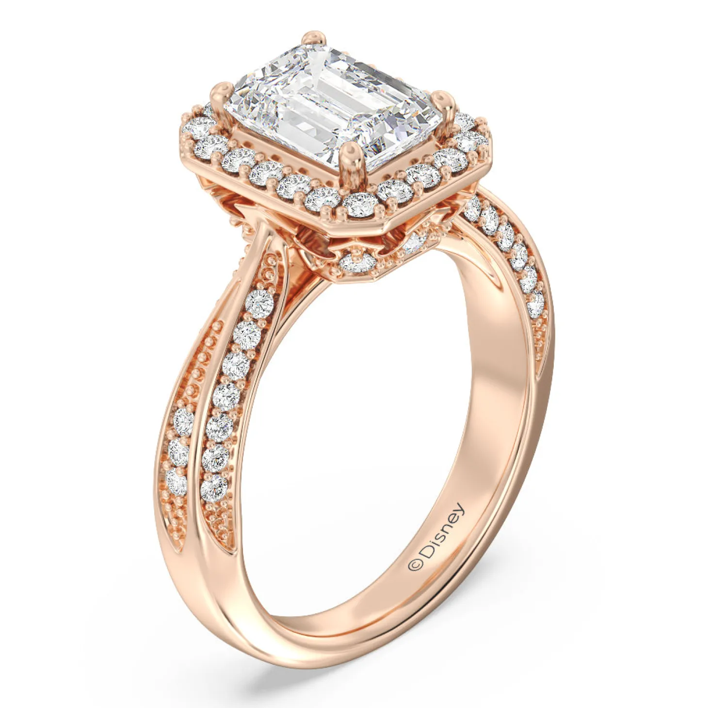 Enchanted Star Lab Grown Diamond 14K Gold Majestic Princess Tapered Shank Engagement Ring