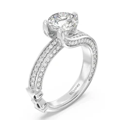 Enchanted Star Lab Grown Diamond 14K Gold Snow White Tapered Shank Engagement Ring