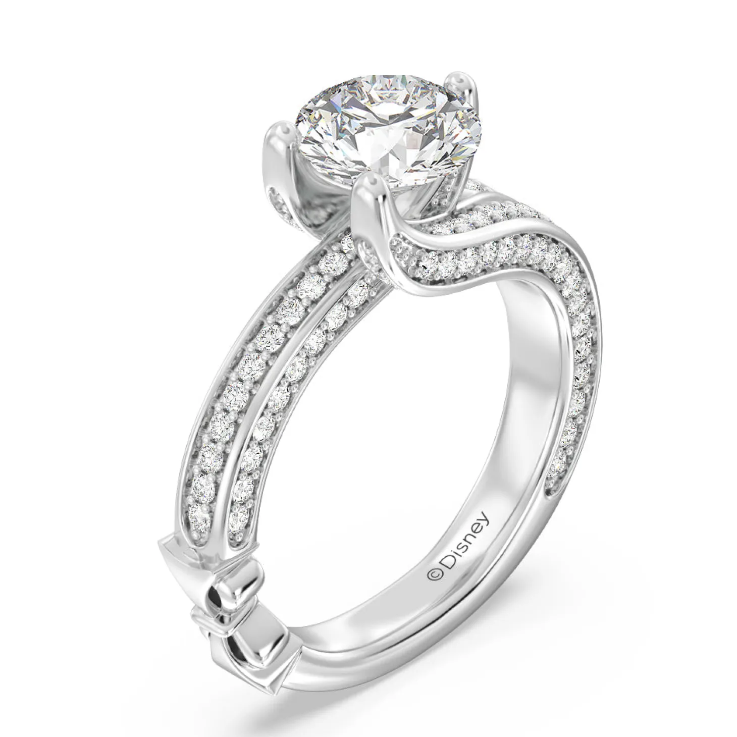 Enchanted Star Lab Grown Diamond 14K Gold Snow White Tapered Shank Engagement Ring