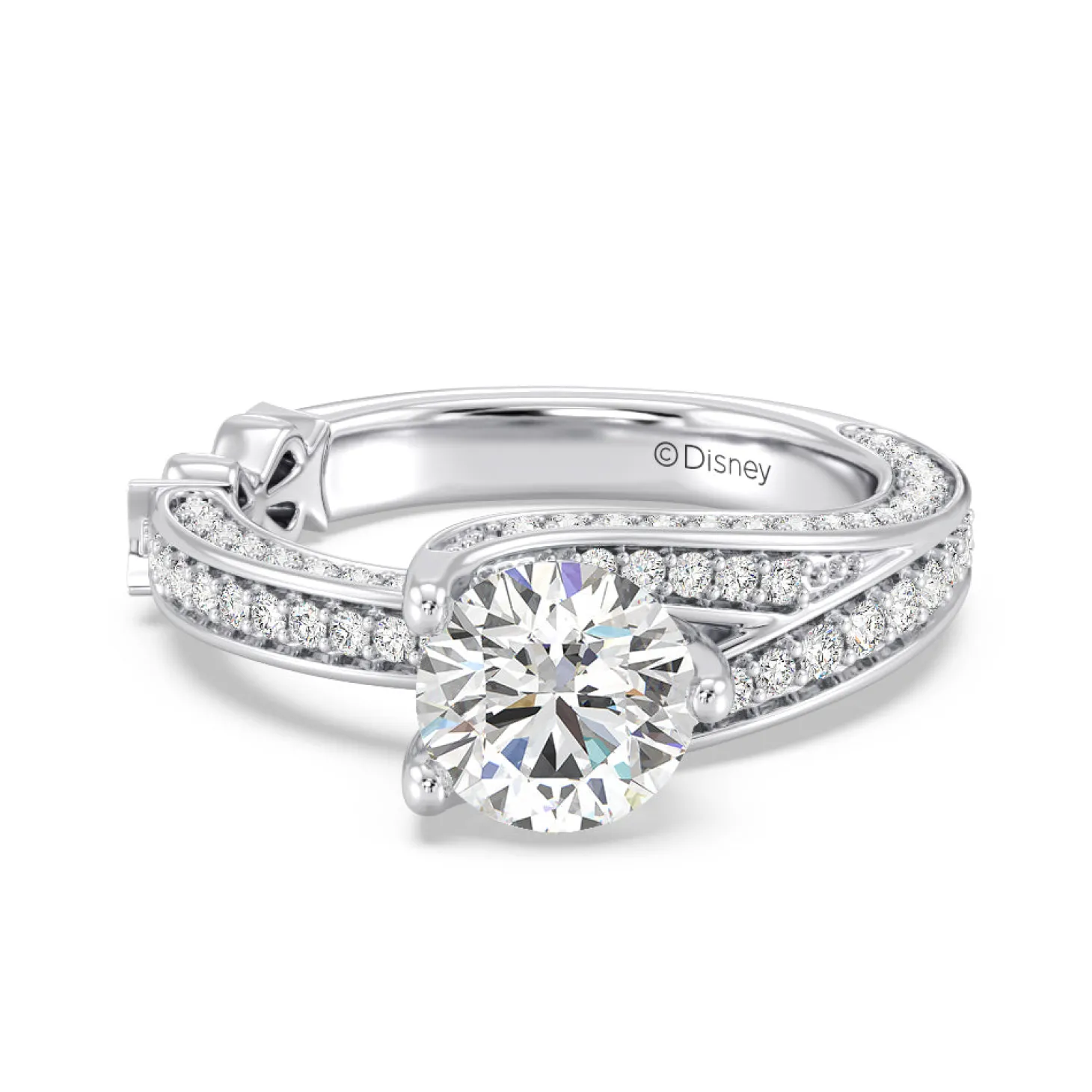 Enchanted Star Lab Grown Diamond 14K Gold Snow White Tapered Shank Engagement Ring