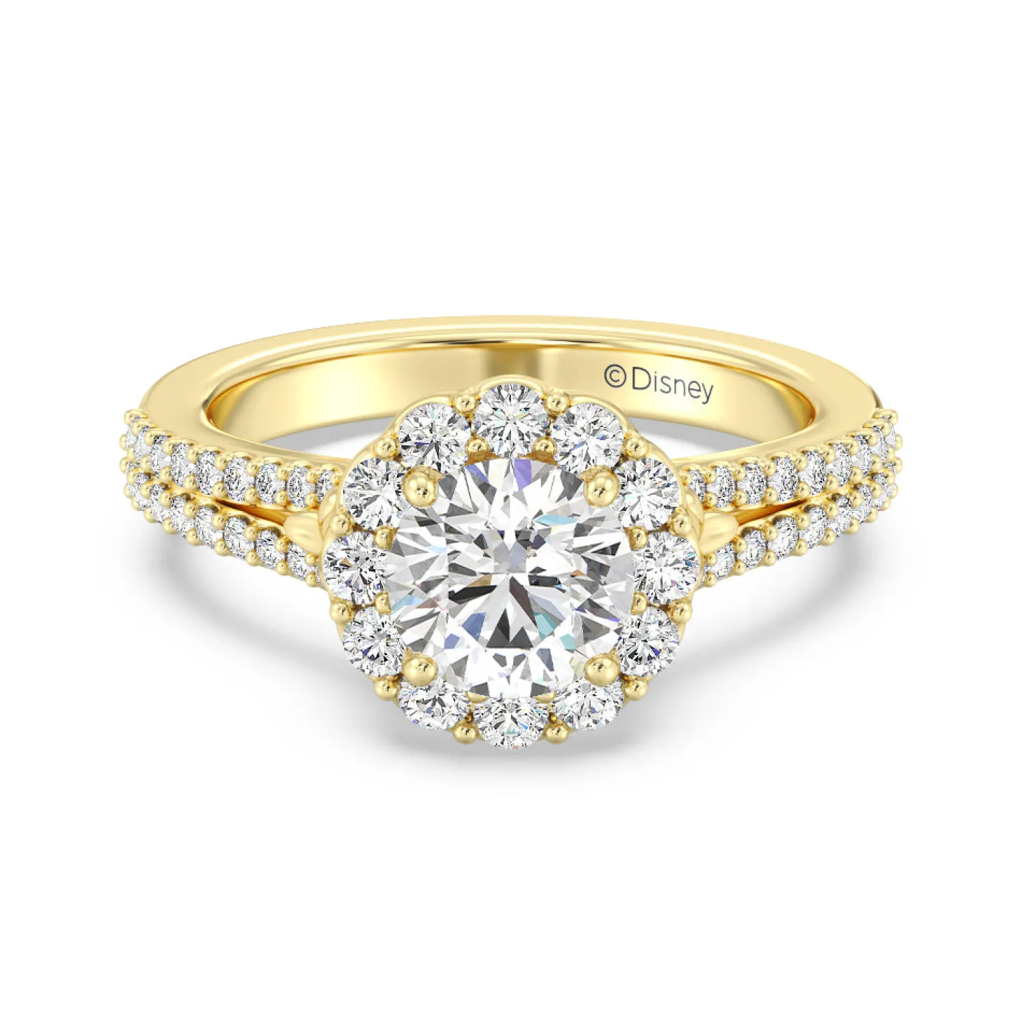 Enchanted Star Lab Grown Diamond 14K Gold Cinderella Split Shank Halo Engagement Ring