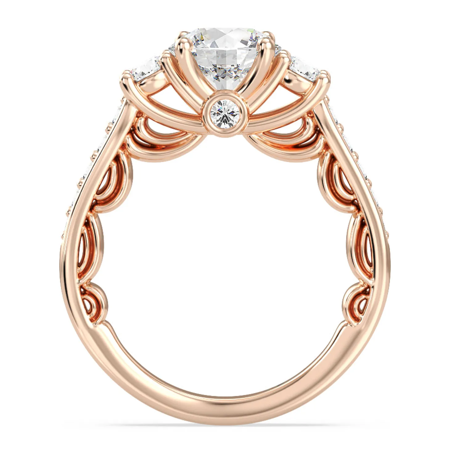 Enchanted Star Lab Grown Diamond 14K Gold Cinderella Three Stone Engagement Ring