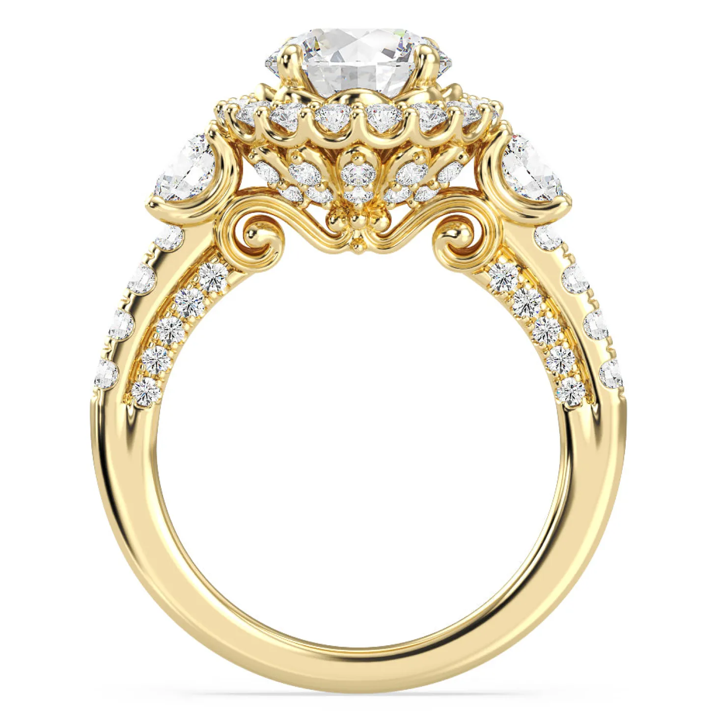 Enchanted Star Lab Grown Diamond 14K Gold Cinderella Side Stone Engagement Ring