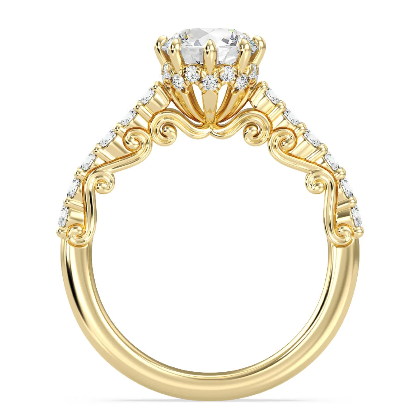 Enchanted Star Lab Grown Diamond 14K Gold Cinderella Filigree Engagement Ring