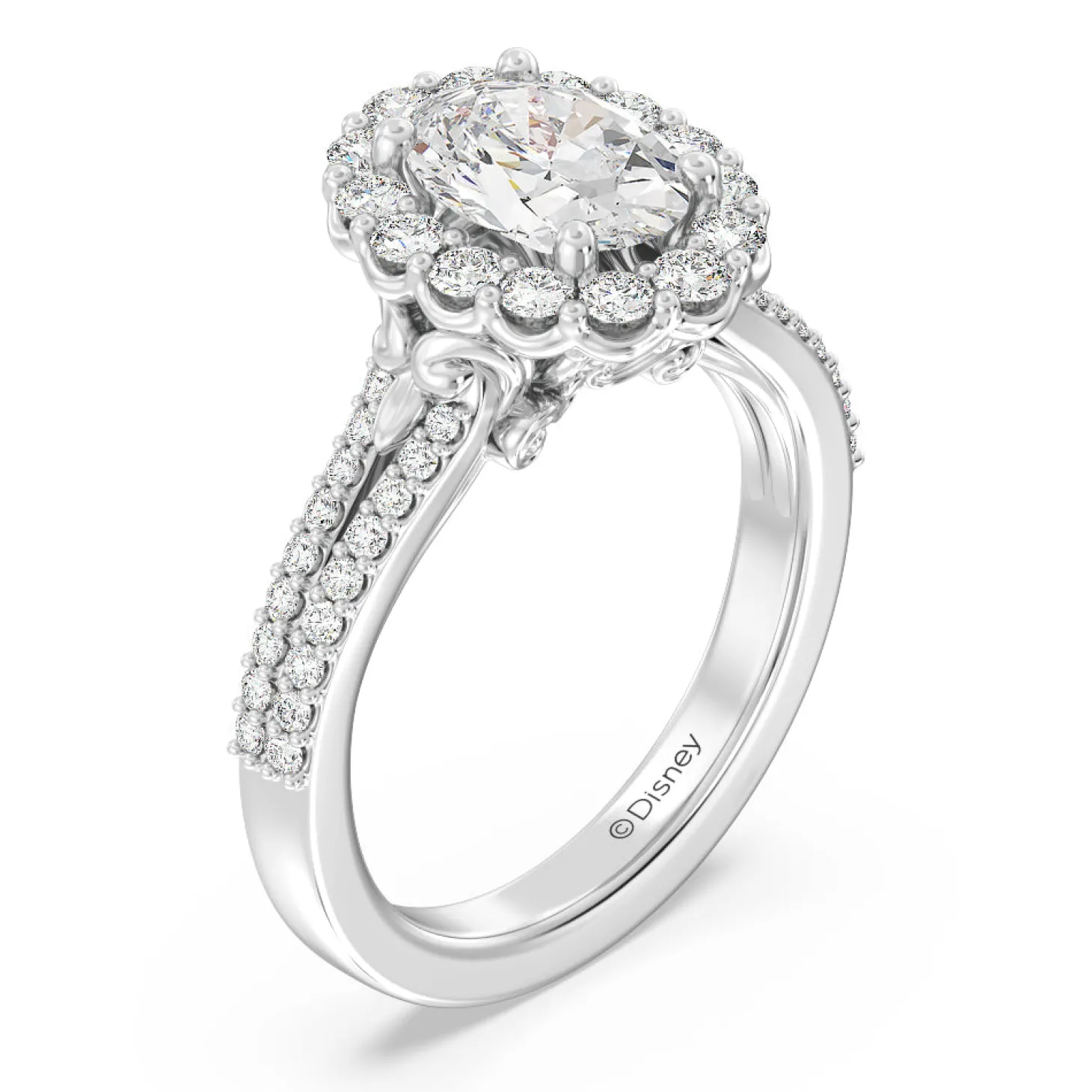 Enchanted Star Lab Grown Diamond 14K Gold Cinderella Split Shank Halo Engagement Ring